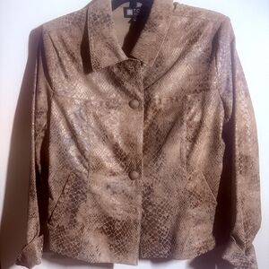 t/o Women's Tan Snake Print Leather Jacket